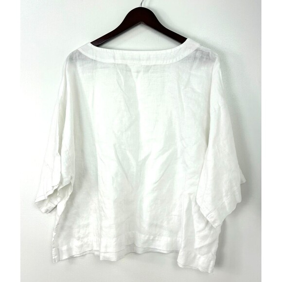 Pure Jill Linen Top Women Sz L White Boxy Oversized Blouse Lightweight 1080H4 - Picture 8 of 12